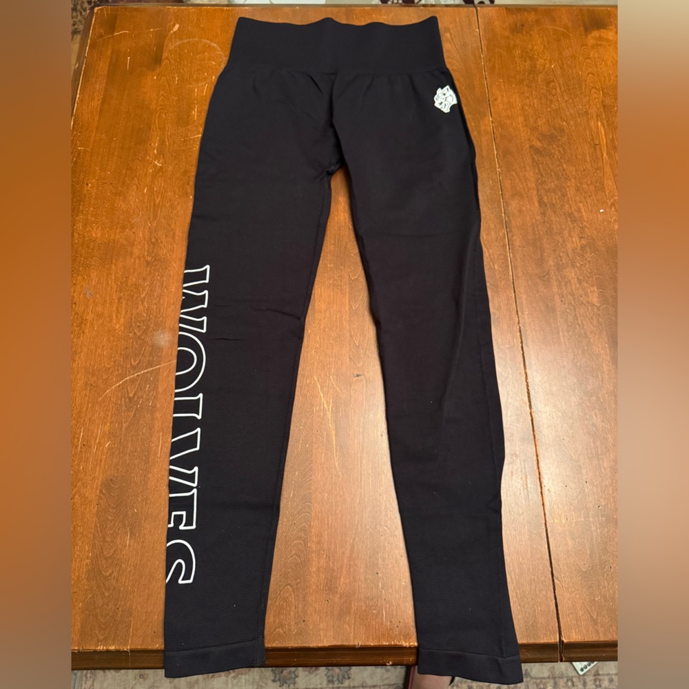 Darc Sport Black Leggings with White Wolves Print